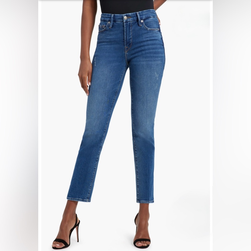 Good American Blue Straight Leg Jeans